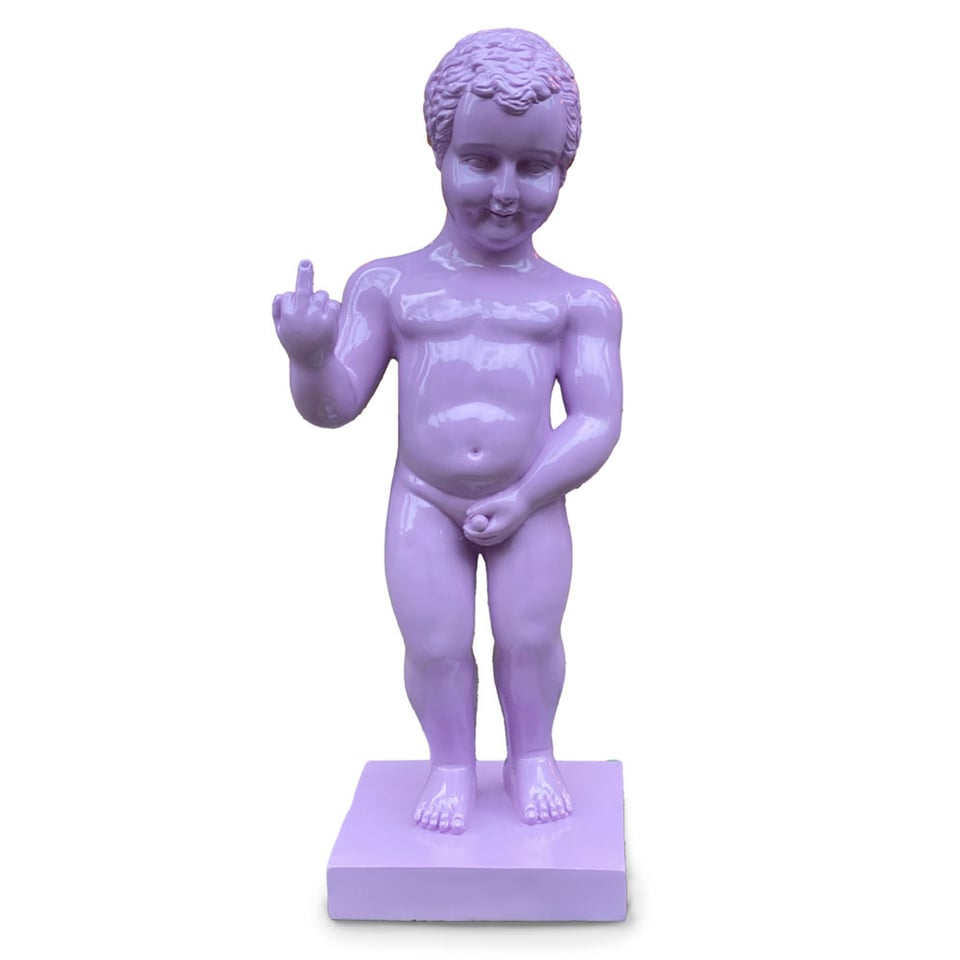 Beeld Manneken Pis F*ck You Paars XL 25x60cm