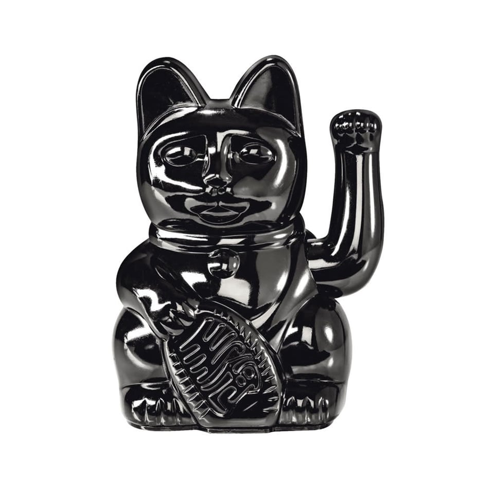 Lucky Cat Egypt Shiny Black Metallic 10x15cm in Cadeau Doos