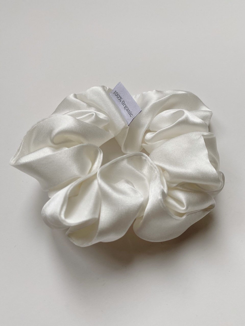 Organic Silk Scrunchie in Pearl White