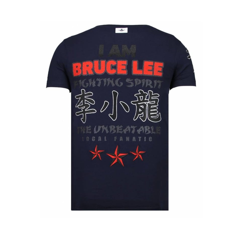 Fighter - Bruce Lee T-Shirt Rhinestones - Navy