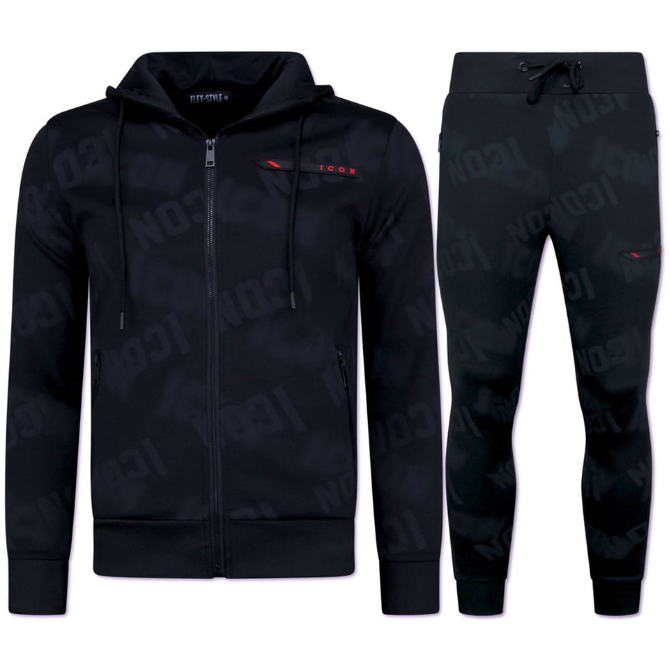 ICON Joggingpak Heren - Trainingspakken Heren - Tracksuit Heren - 3790 - Zwart