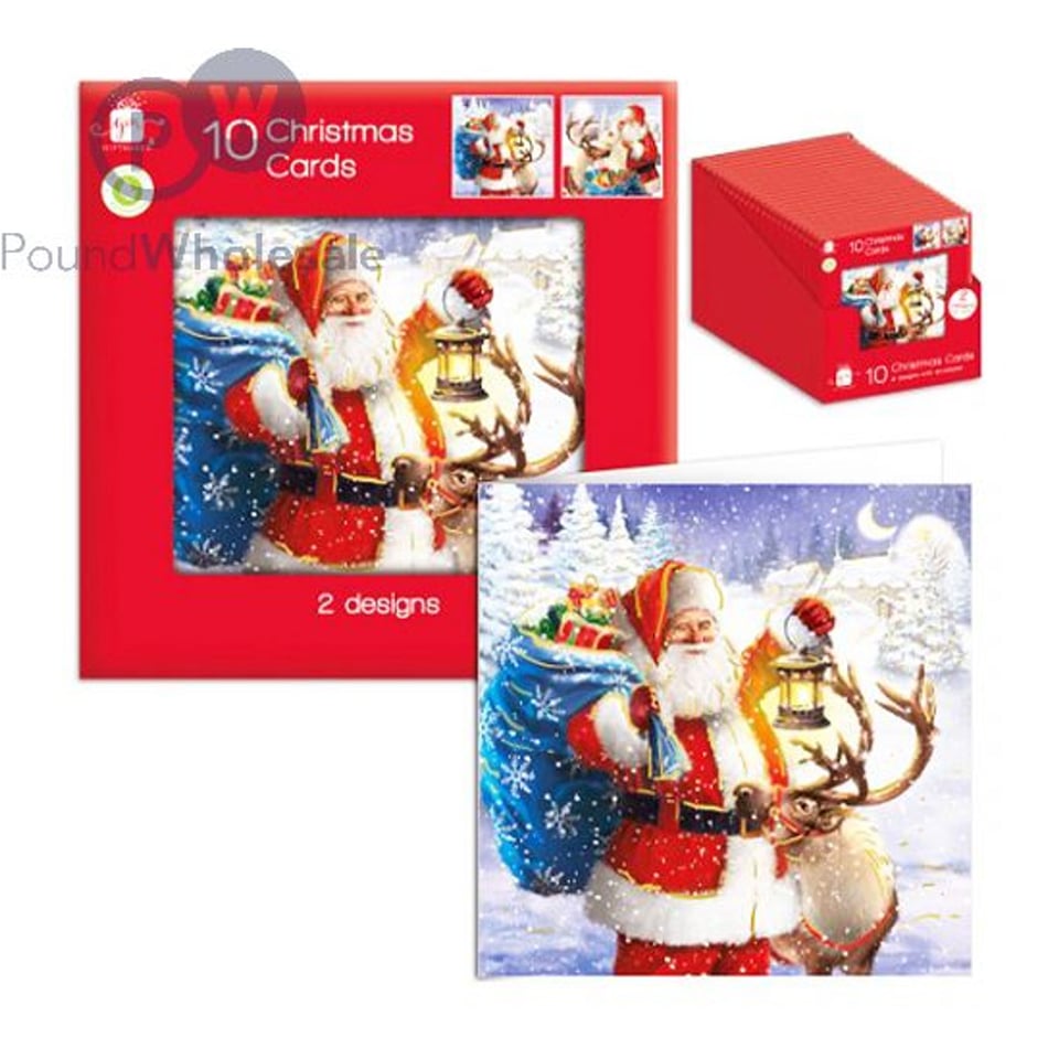 Giftmaker Square Traditional Santa Cards 10 Pack