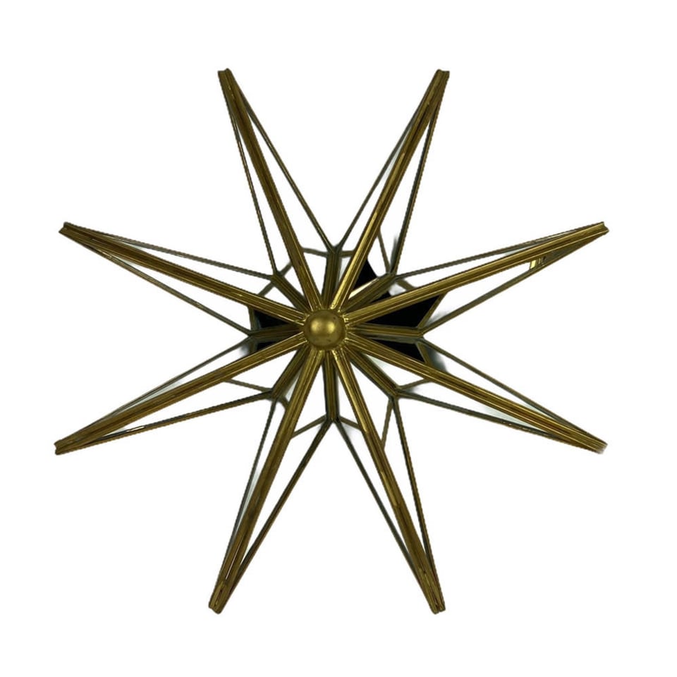 Spiegeltje 3-D Ster Antiek Goud 30x30cm