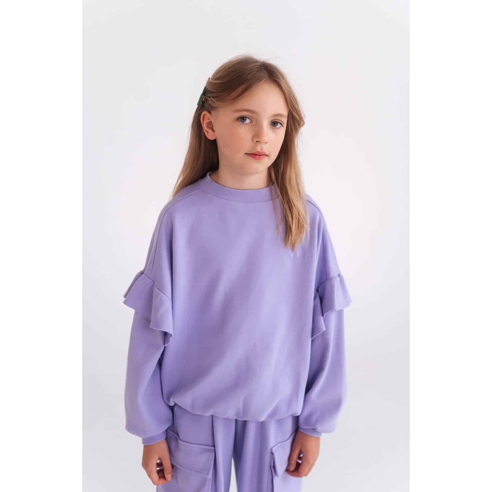 Repose Ams Ruffle Sweater Short Bright Violet