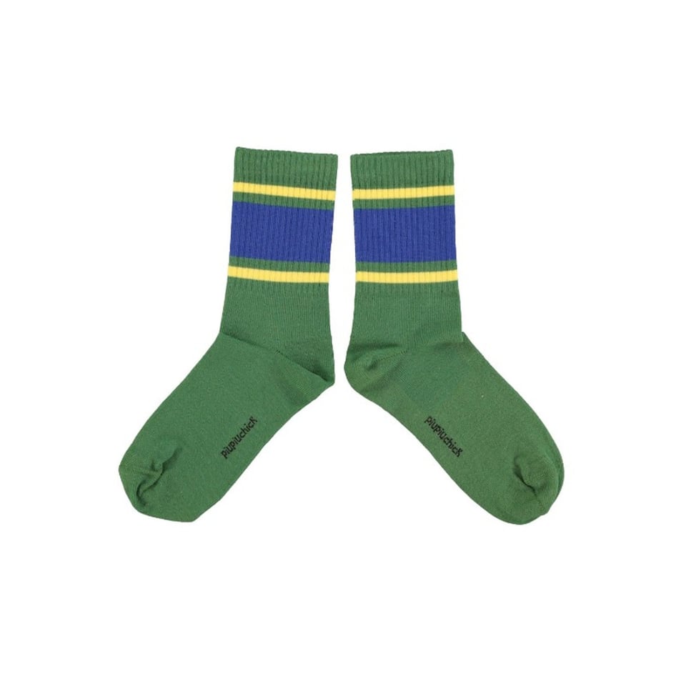 Piupiuchick Socks Green Blue & Yellow Stripes