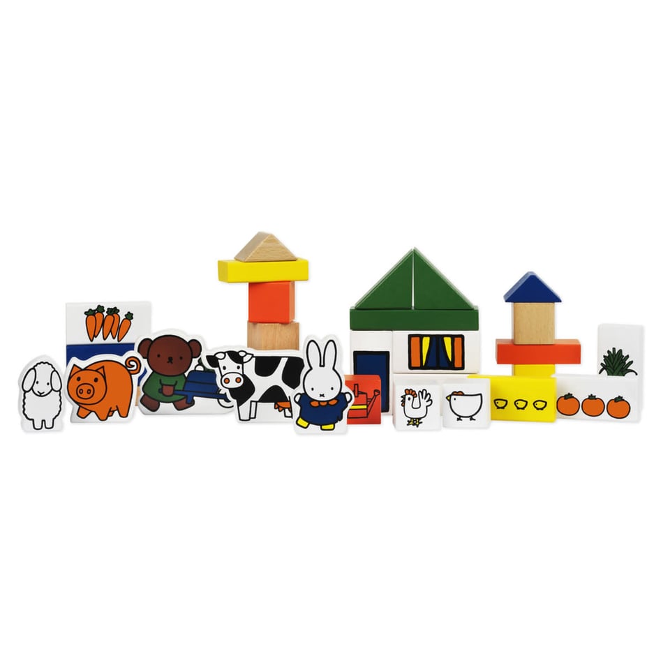 Bambolino Toys Miffy Wooden Blocks Farm Nijntje Houten Blokken Boerderij 28 Dlg 2+