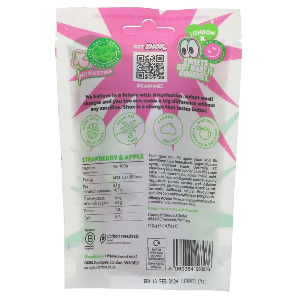 Candy Kittens Sour Shox (Aardbei and Appel) 140g