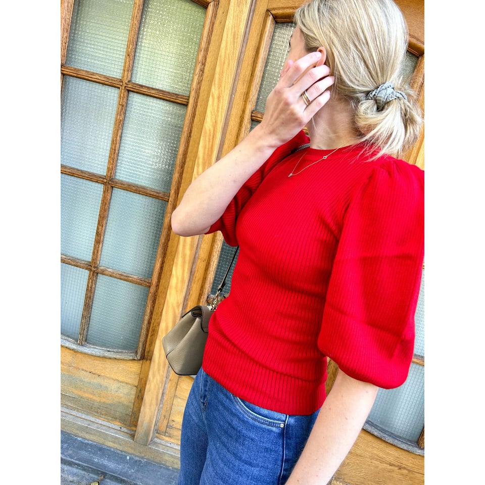 Haley ribbed top - Red