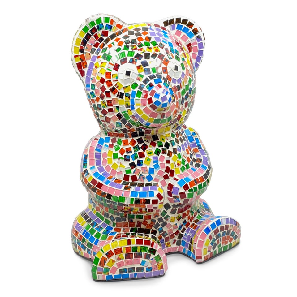 Beeld Design Beer Multicolor Mozaïek Glas 25x38cm