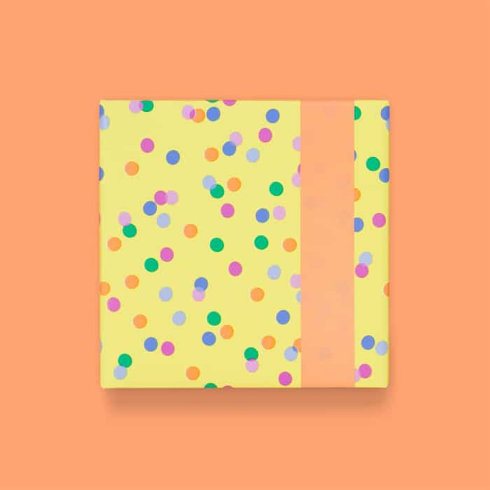 Rol Inpakpapier - Party Confetti Yellow - Salmon