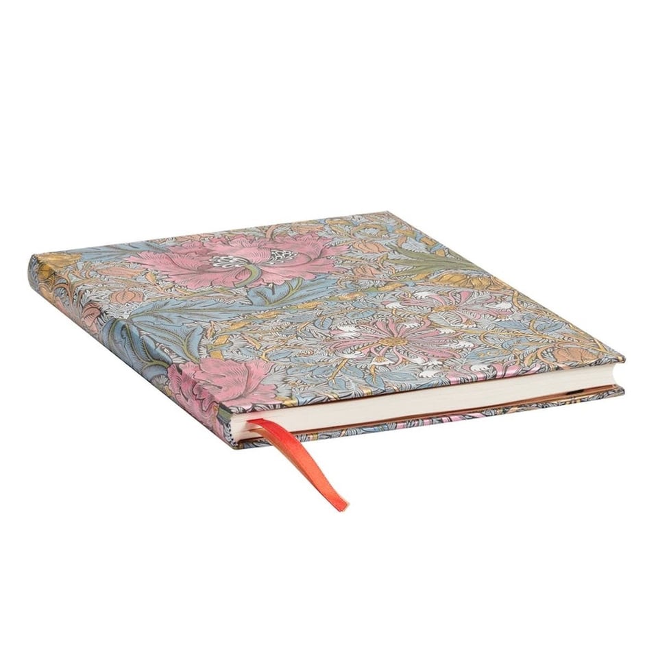 Paperblanks Notebook Ultra Plain Morris Pink Honeysuckle - Pink and blue and green yellow