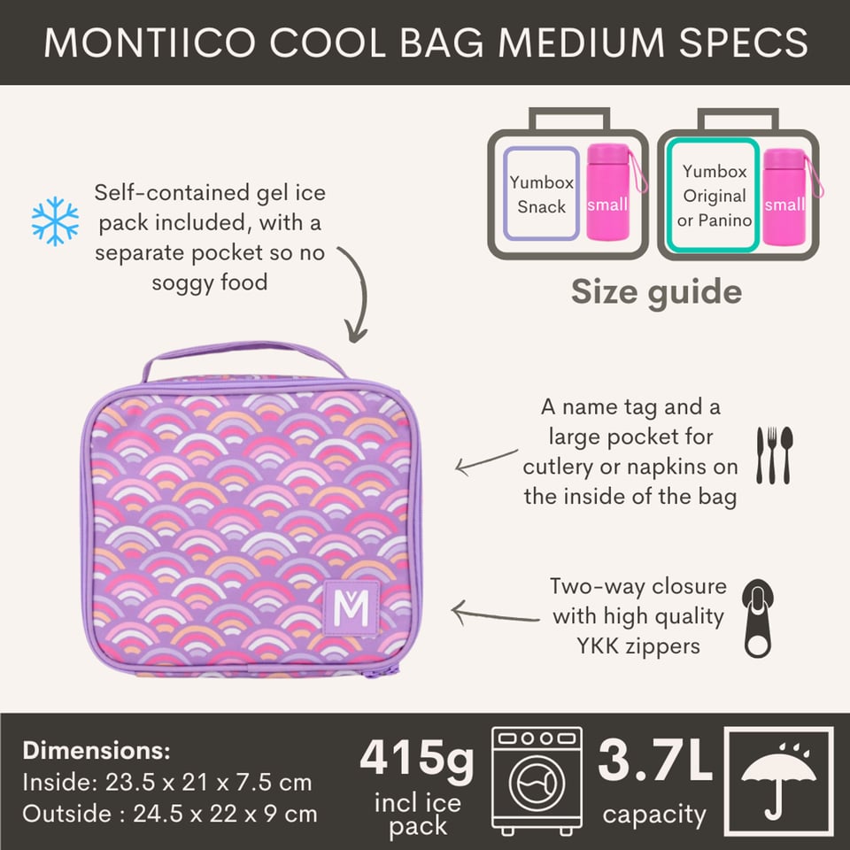 Montii Lunch Koeltas M Rainbow Roller - Roze