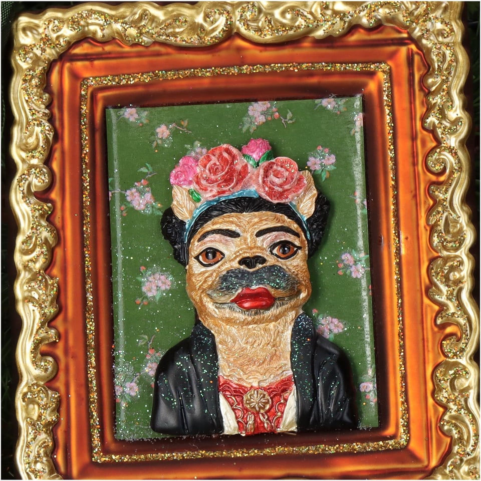 Kerstbal Frida Kahlo Zelfportret Hond