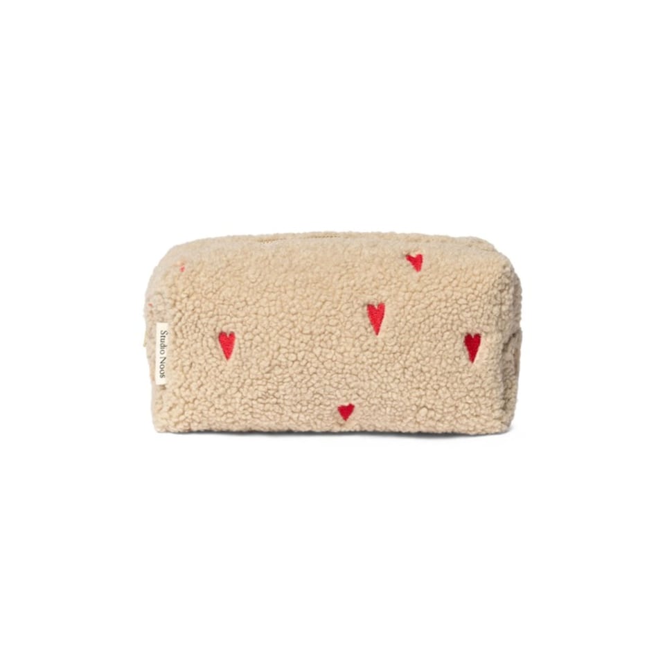 Studio Noos Teddy Hearts Pouch Ecru