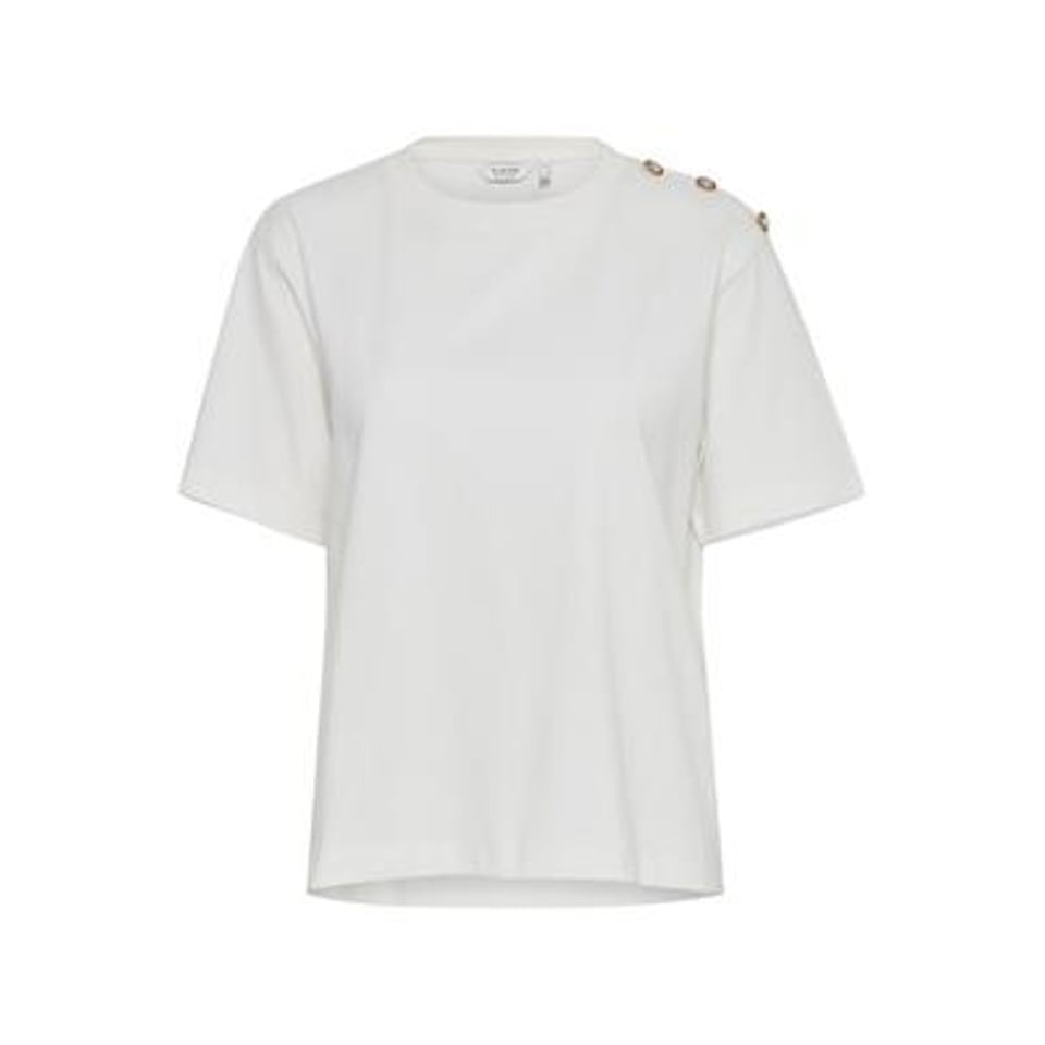 White Cotton tee - golden buttons
