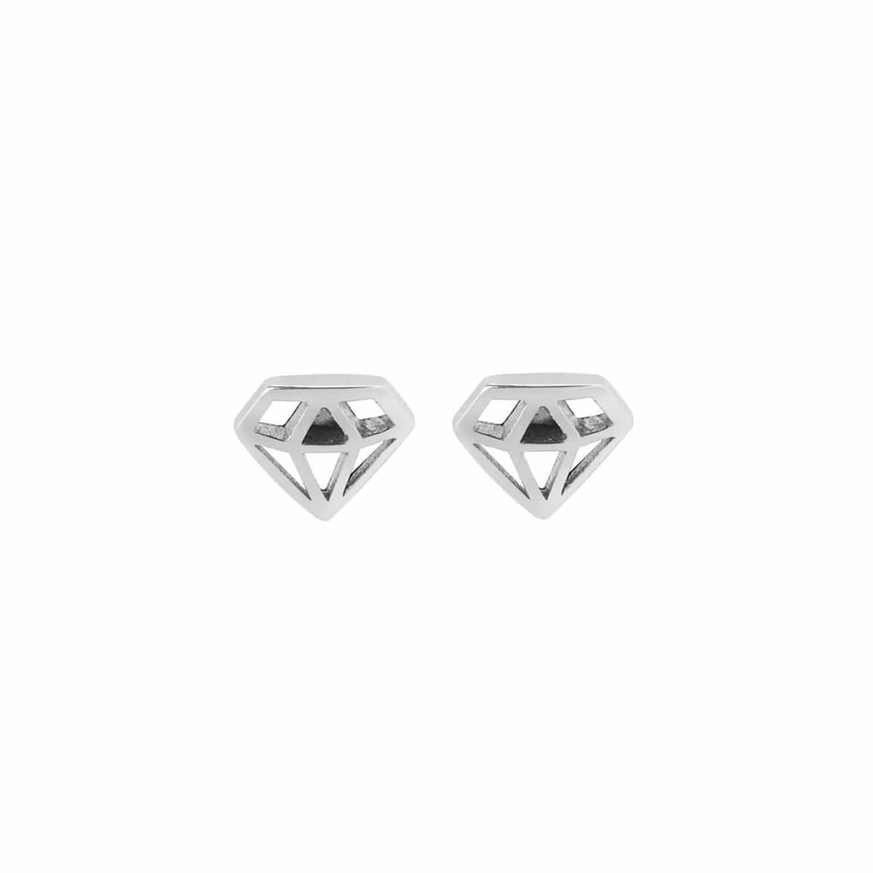 Small Silver Diamond Stud Earrings