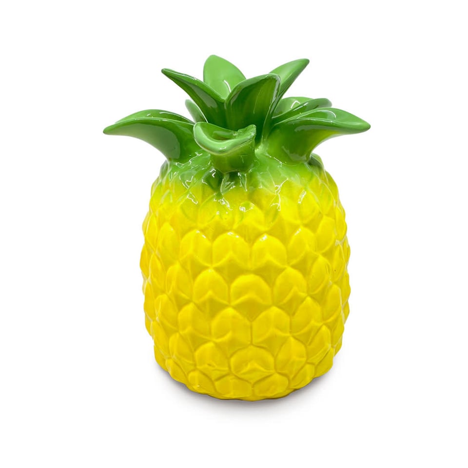 Vaasje Ananas Tropical 14x18cm in 4 Kleuren - Kleur : Geel