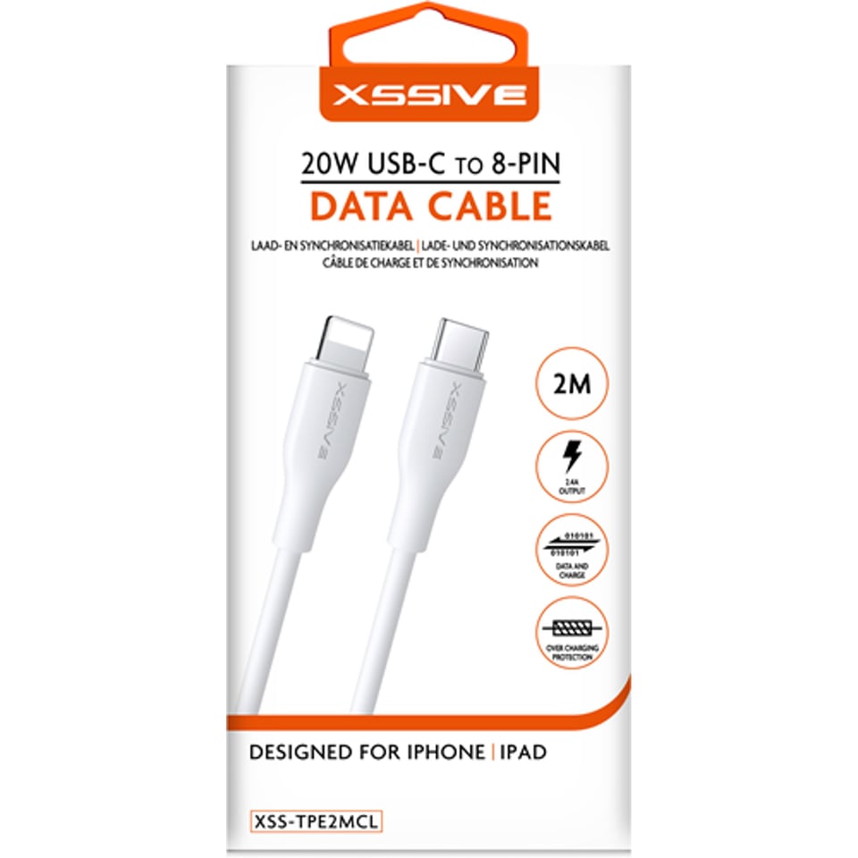 Xssive TPE Serie 20W Type-C to 8 Pin Cable 2m - Wit