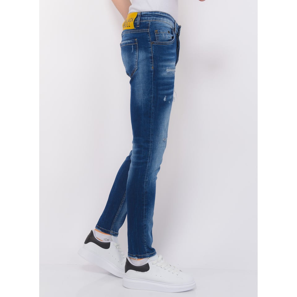 Blue Ripped Jeans Heren - Slim Fit -1081- Blauw