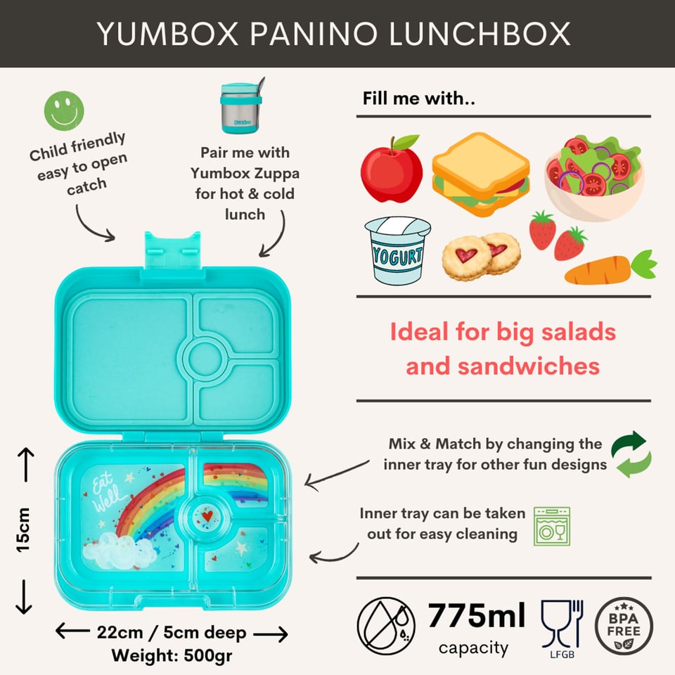 Yumbox Panino 4-Vakken Misty Aqua / Rainbow - Aqua