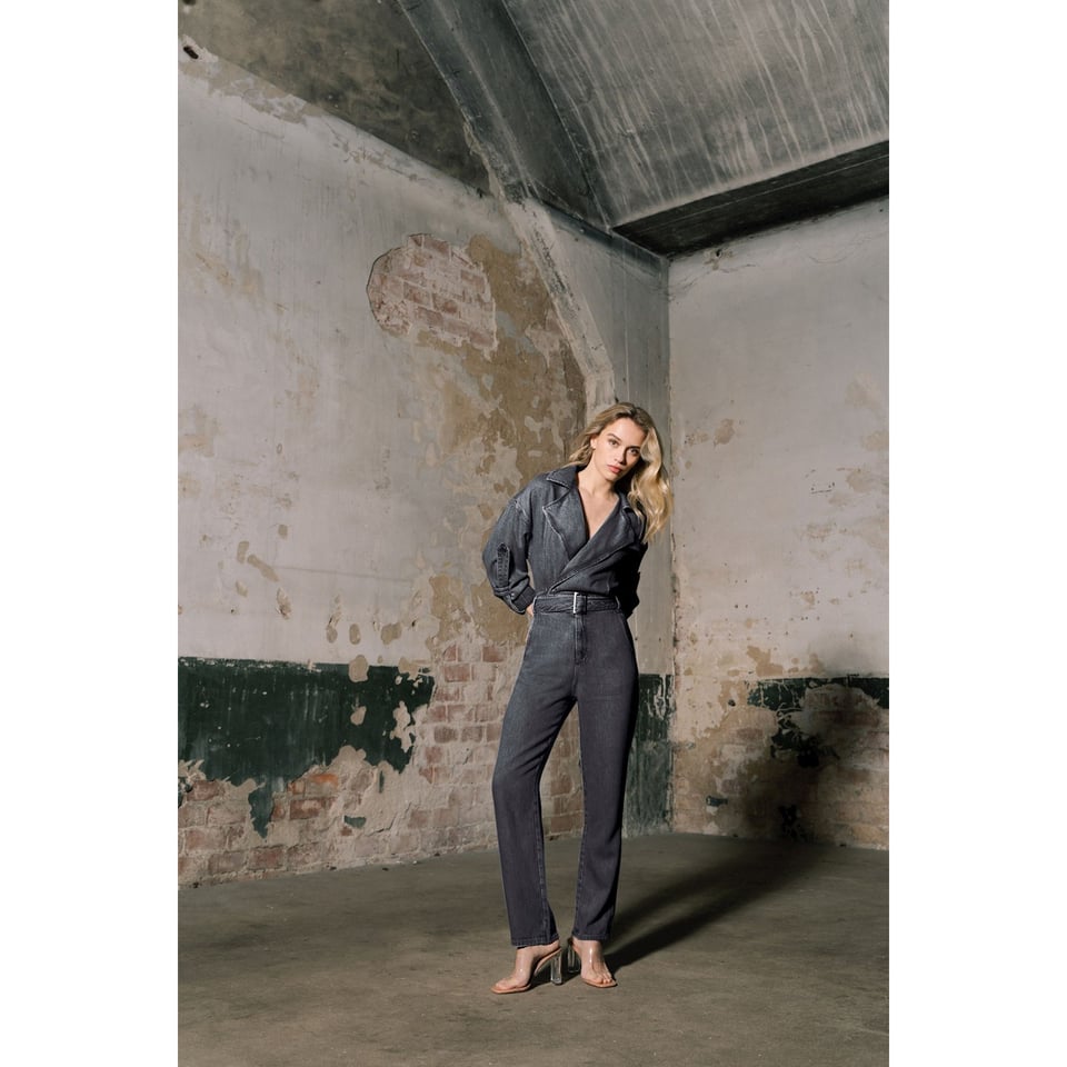 Homage to Denim Flowy Tailored Jumpsuit - Washed Grey