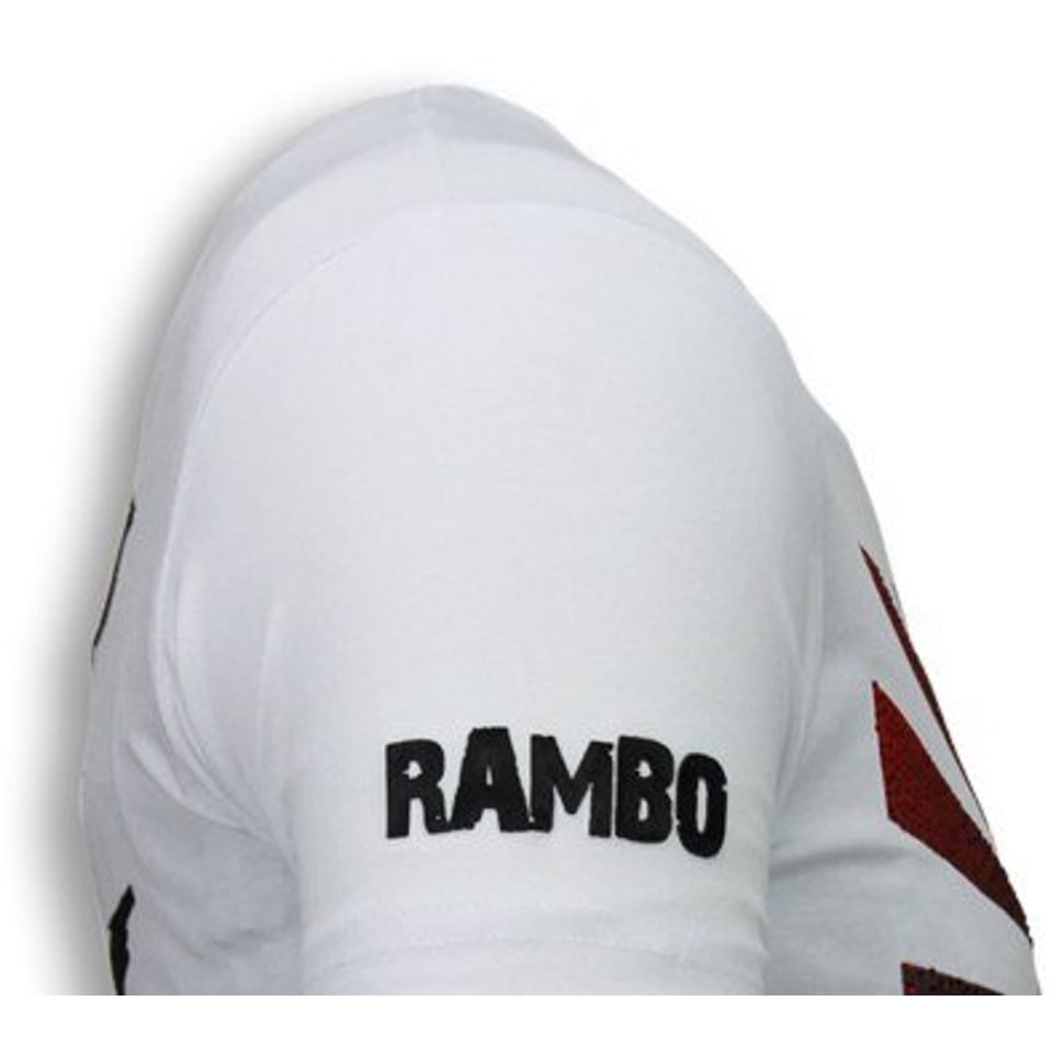 Rambo Shine - Rhinestone T-Shirt - Wit