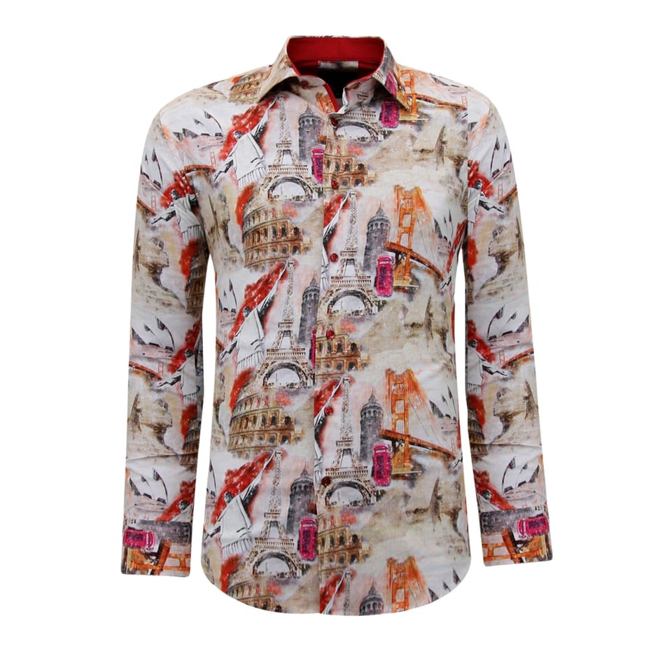 Hippe Overhemden Heren - Slim Fit -3108 - Bruin