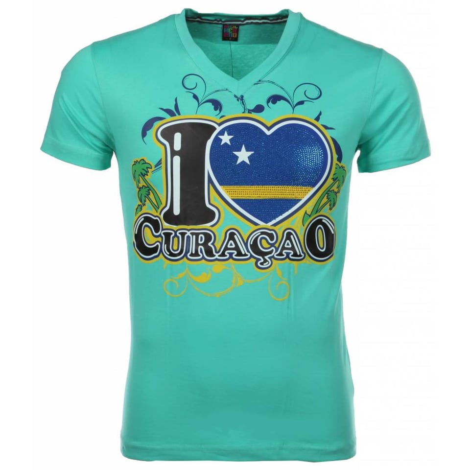 T-Shirt I Love Curacao - Groen