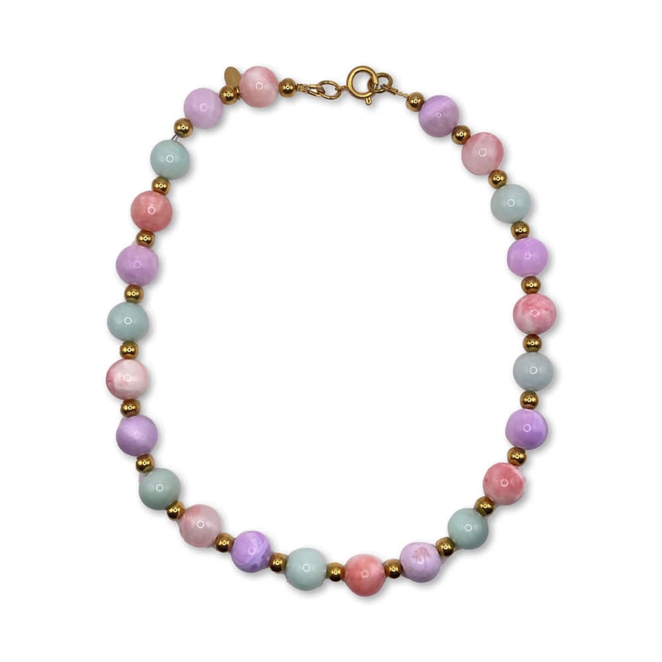 Kralenketting Soft Pastel Multi Goud RVS 42cm