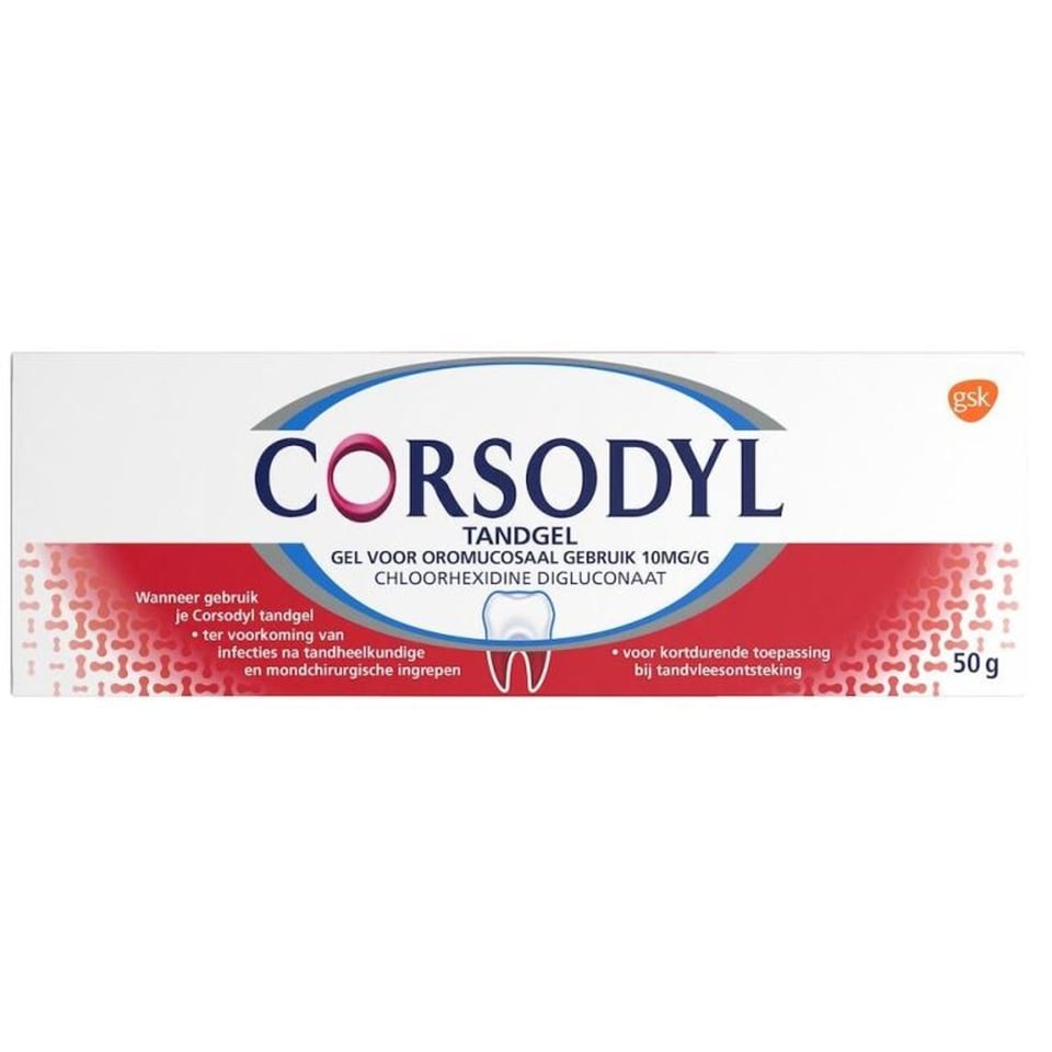 Corsodyl Tandgel 1% Uad Gsk 50g