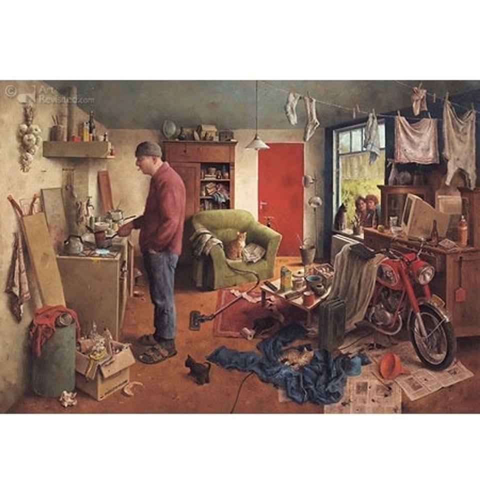 Art Revisited Marius Van Dokkum Puzzel Mannenhuishouding 1000 Stukjes