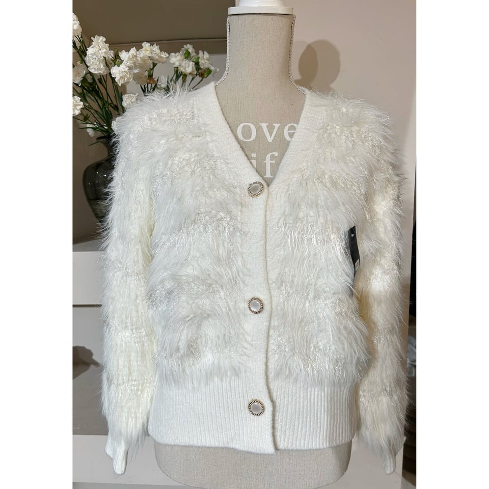 Fluffy Jolie vest - White sparkle - OneSize