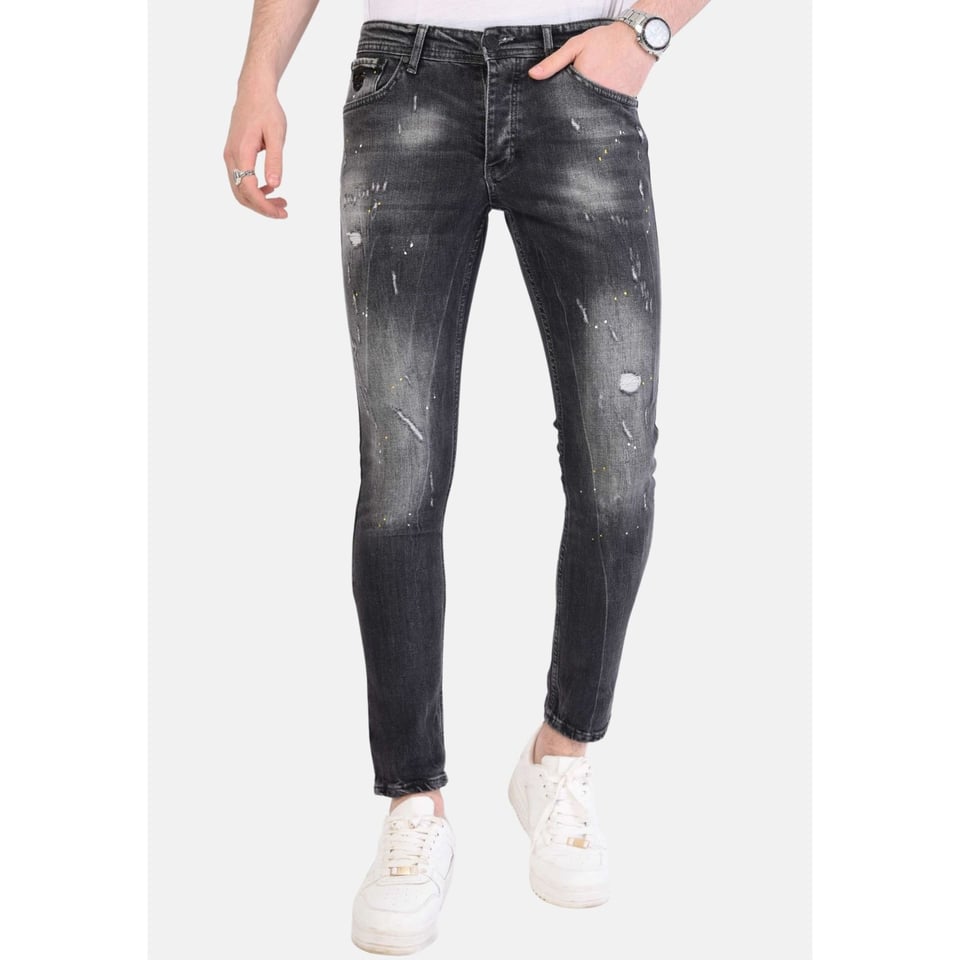 Slim Fit Heren Jeans Met Gaten - 1055 - Grijs