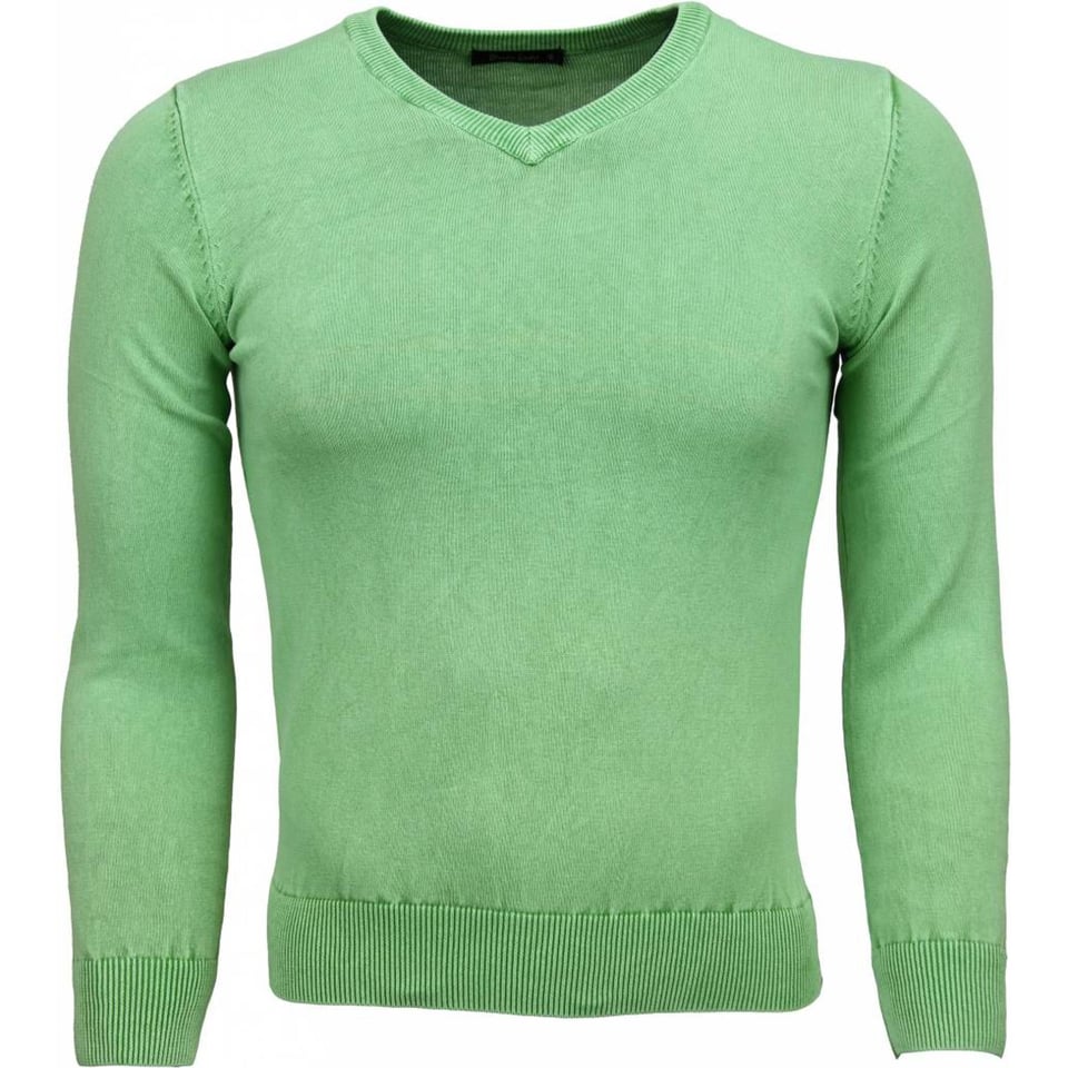 Casual Trui - Exclusive Blanco V-Hals - Groen