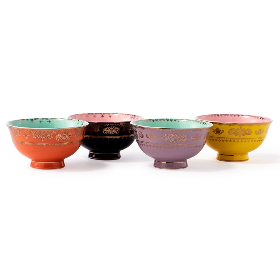 Schaaltjes Grandpa Bowl Multicolor Porselein 12x6cm Set Van 4