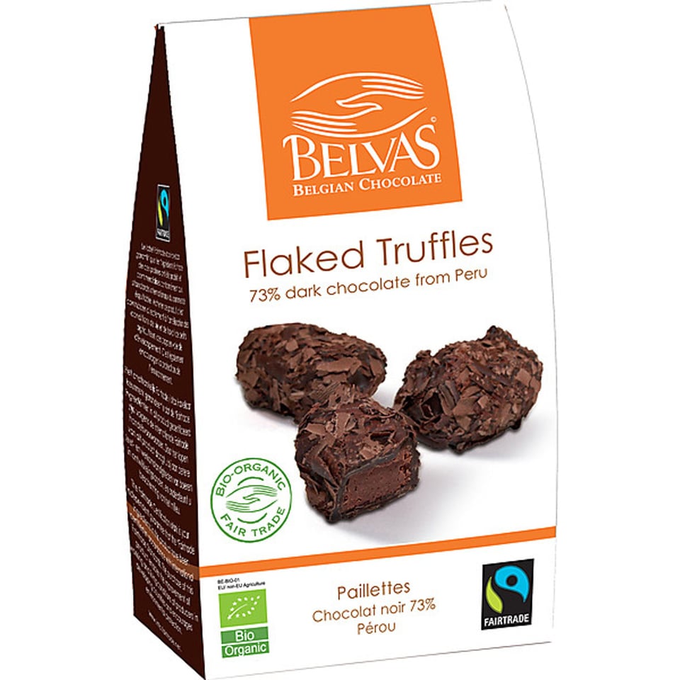 Belvas Flaked Truffles 72% Cacao 100g