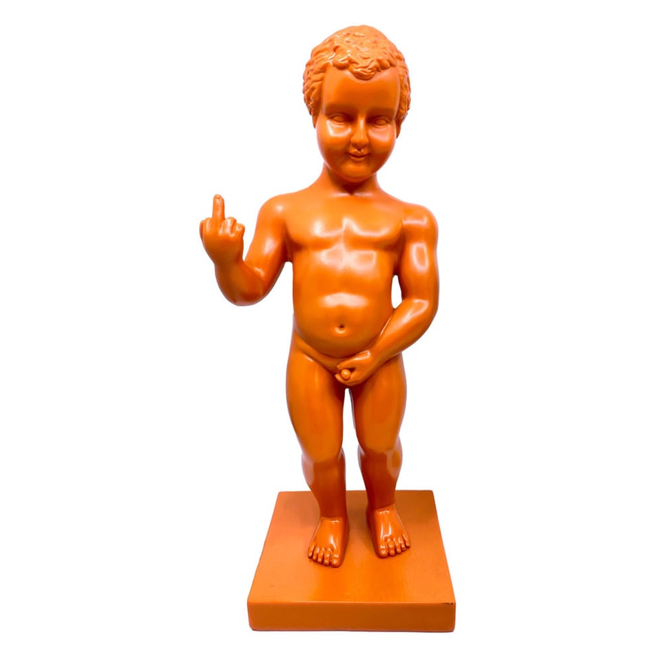 Beeldje Manneke Pis F*ck You Oranje 30cm