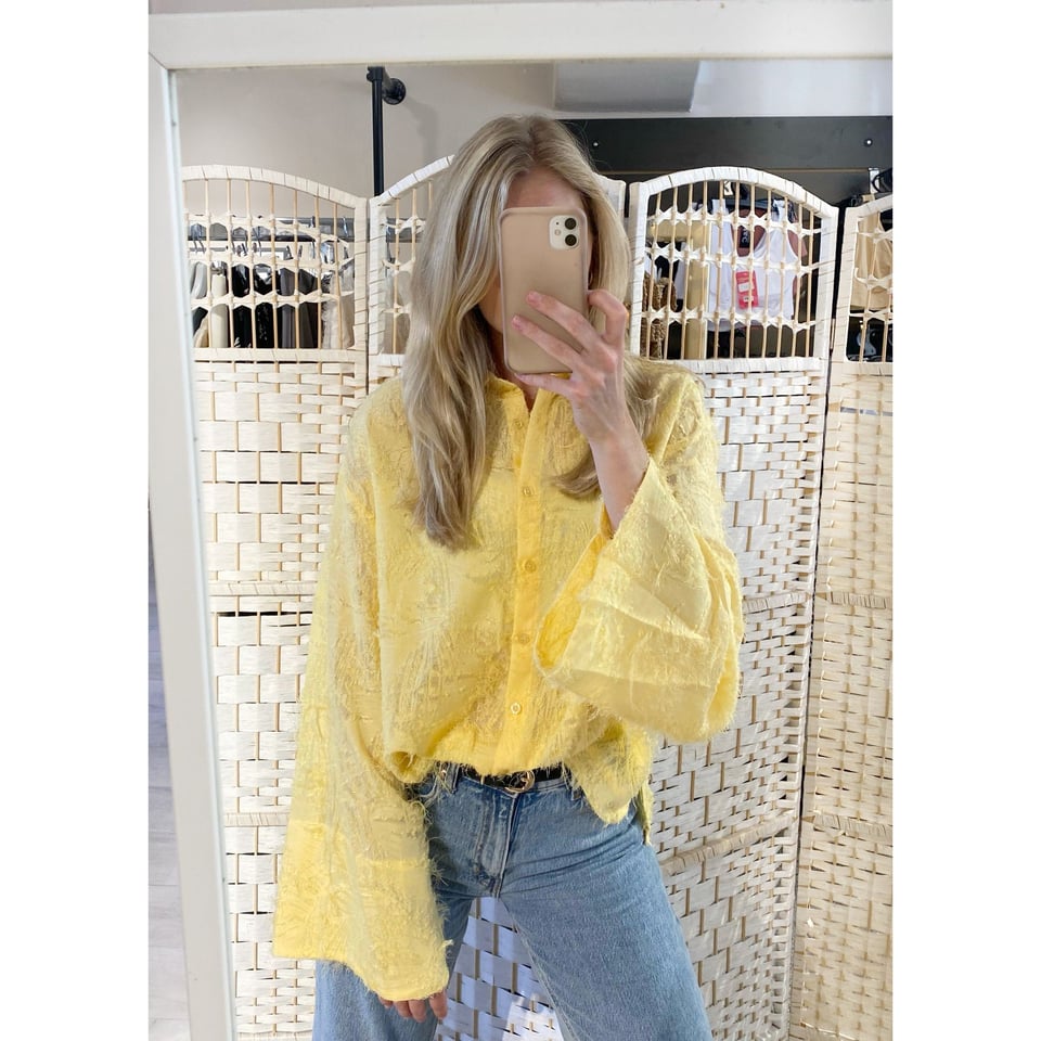 Trendy Fringe Blouse - Soft Yellow