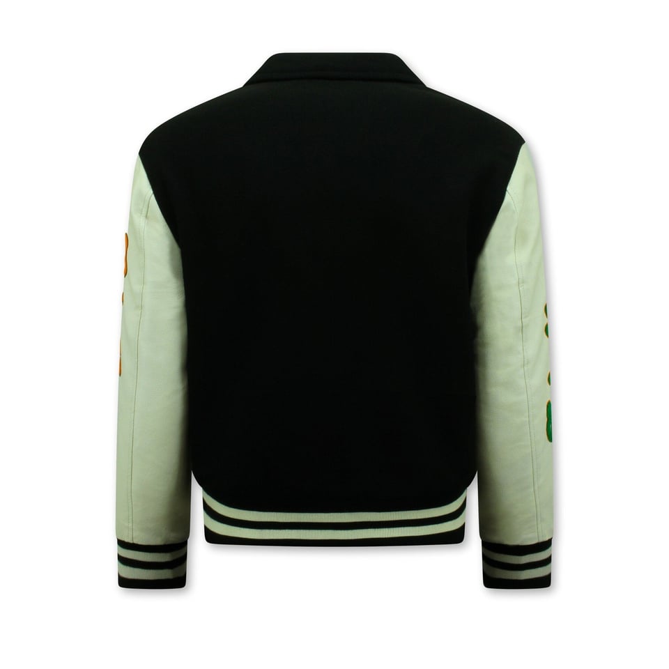 Geborduurde Vintage Varsity Jacket Heren Oversized - 851 - Zwart