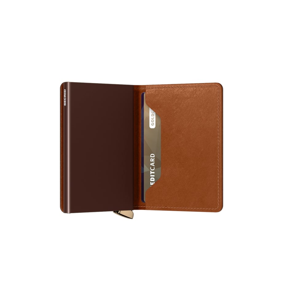 Secrid Slimwallet premium Emboss Lines cognac