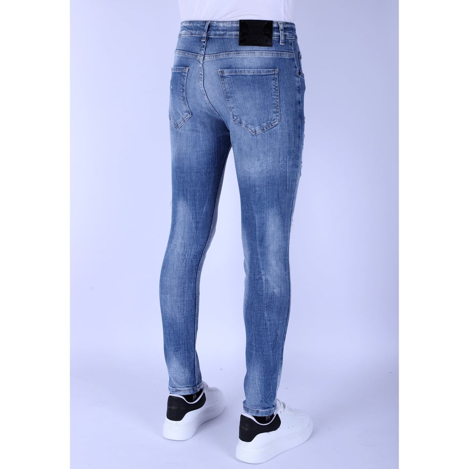 Stonewashed Slim Fit Heren Jeans Met Stretch -1098 - Blauw