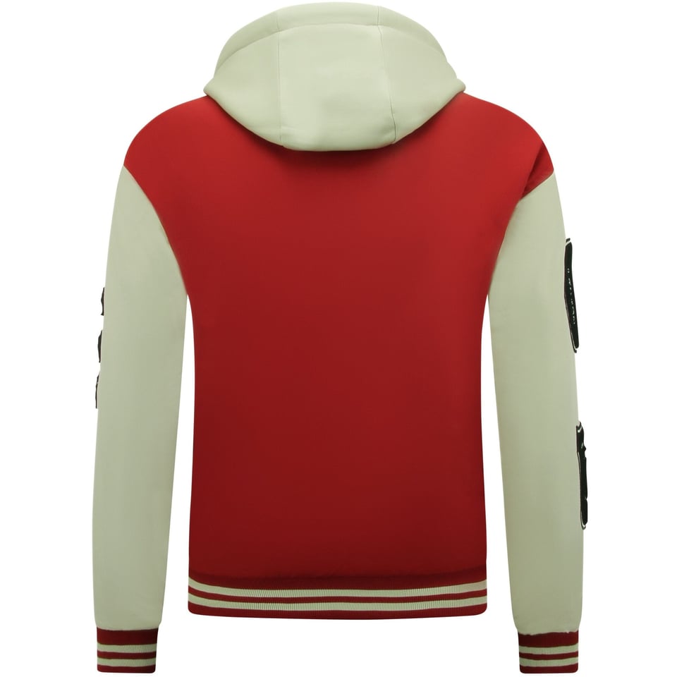 Oversized College Jack Heren Met Capuchon - 8630 - Rood