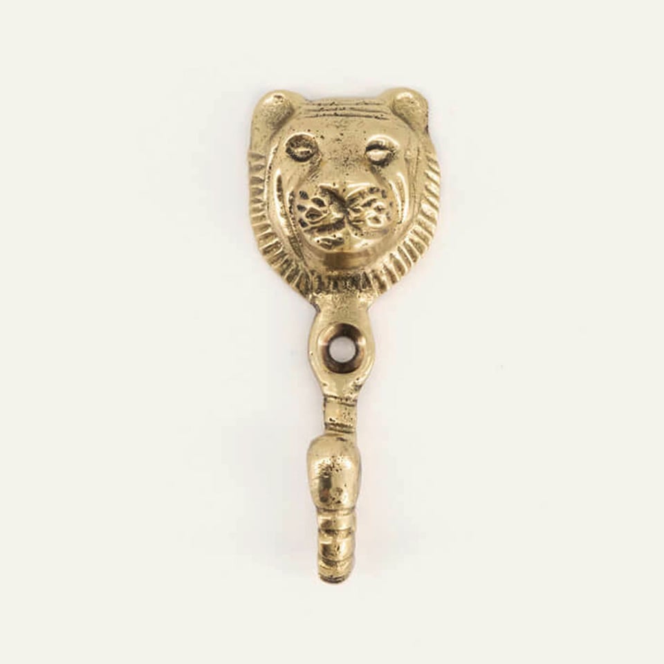 Wandhaakje Sunshine Tiger Messing 3x8cm