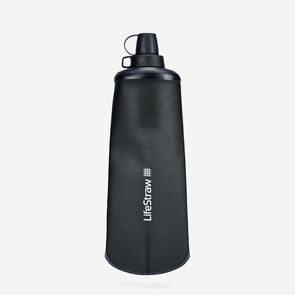 Flexibele Waterfilter waterfles liter - Lifestraw Peak squeeze bottle - Donkergrijs