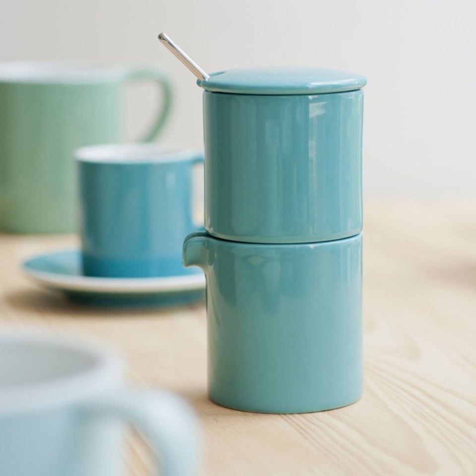 Loveramics Bond Gele Stapelbare Melk en Suiker Set Met Lepeltje