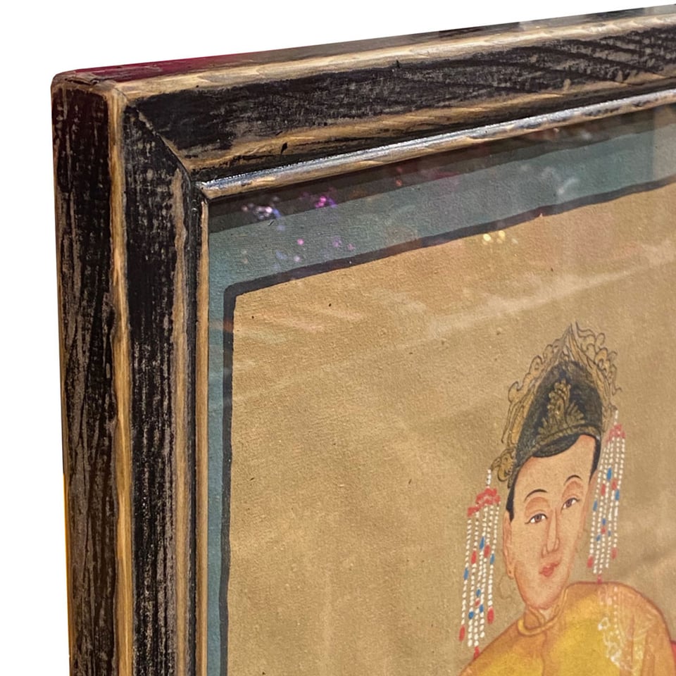 Schilderij Chinese Voorouder Kroon Geel Multi 56x91cm Ingelijst
