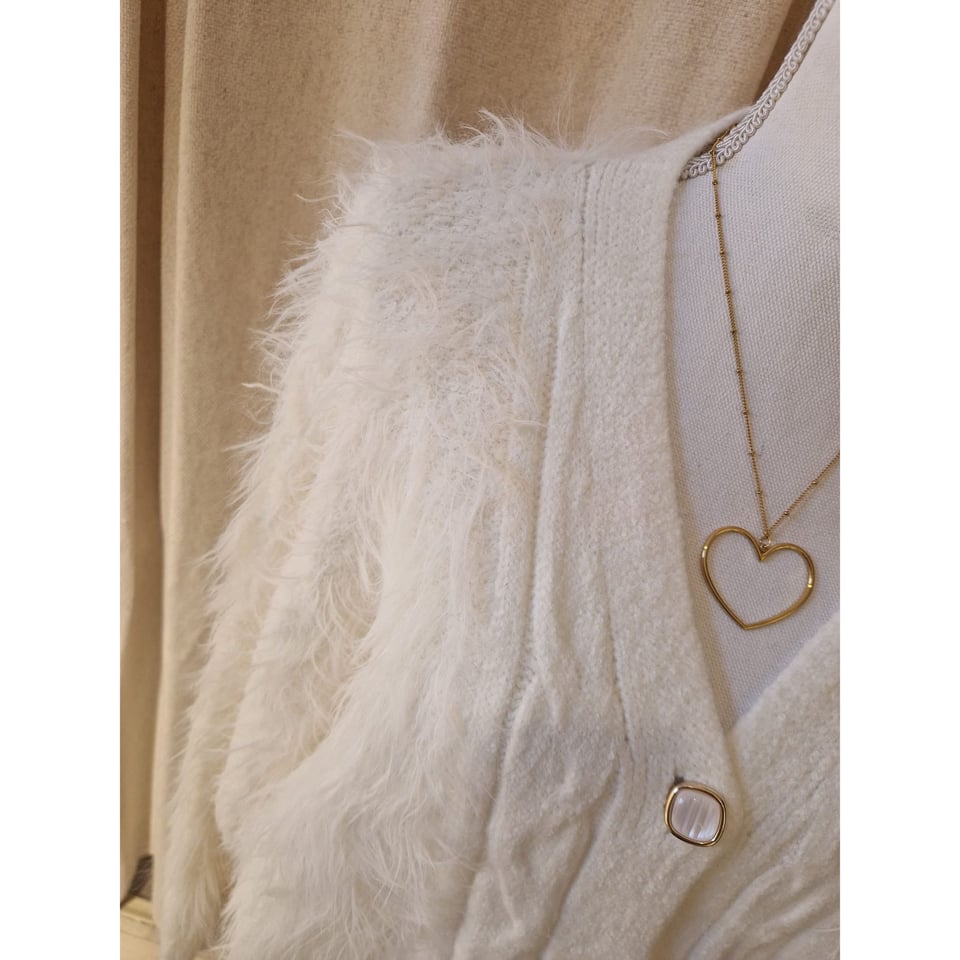 Fluffy vestje - Glitter - Off White - Onesize