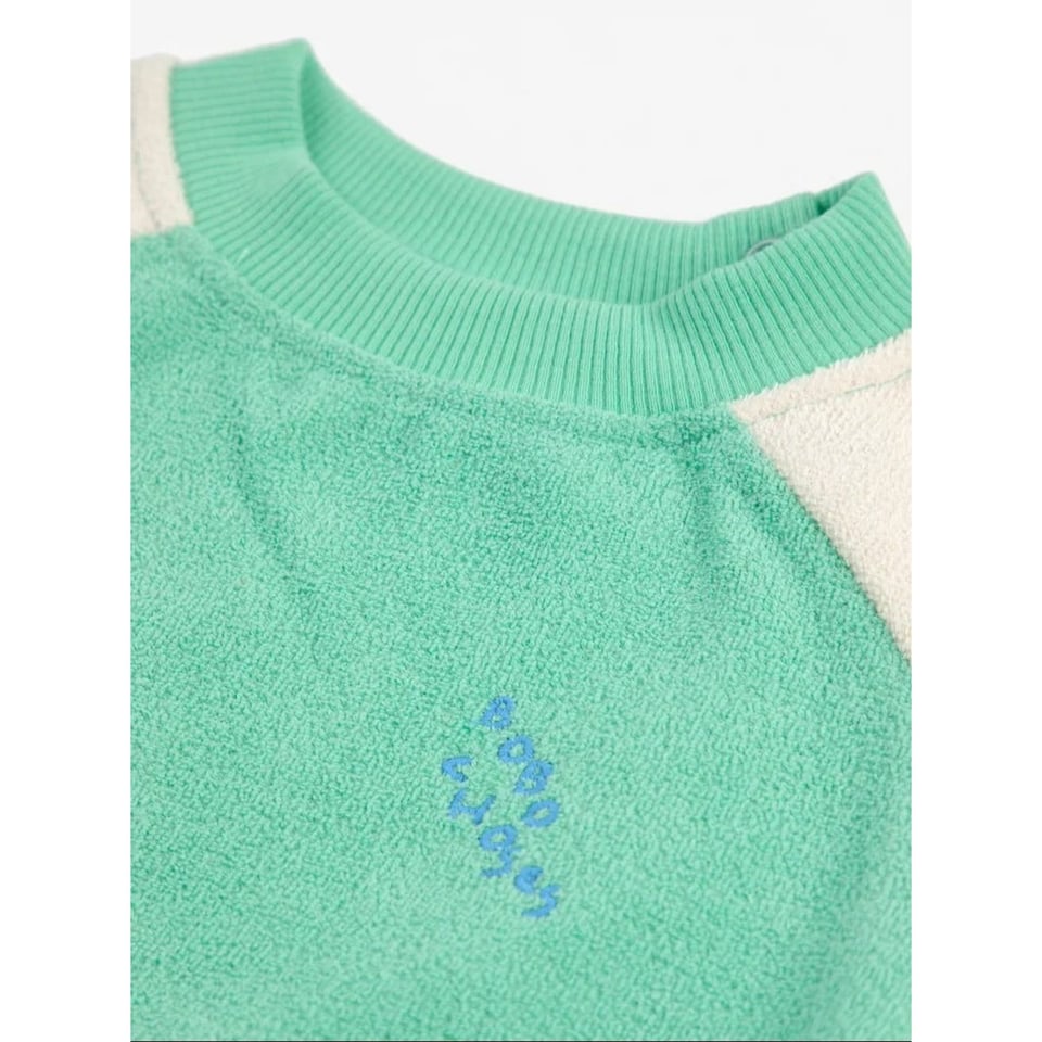 Bobo Choses Green Color Block Terry Cloth Sweatshirt