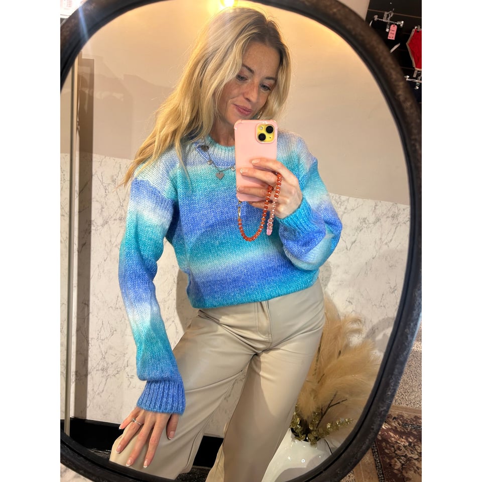 Roundneck Rainbow sweater - blue