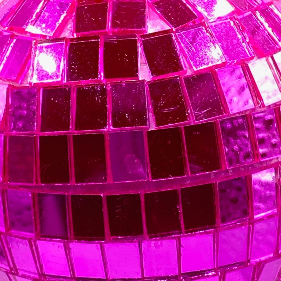 Kerstbal Disco Spiegel Bol Fuchsia Roze Glas 8cm